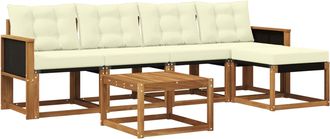 vidaXL Conjunto De Sof&aacute;s De Exterior 6 Uds. Natural Y Crema Vidaxl