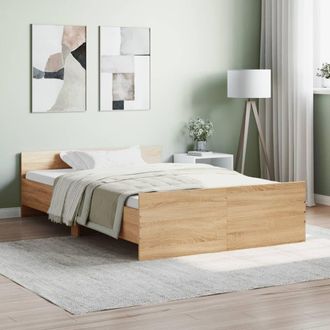 Berkfield Home Bed Frame with Headboard & Footboard Sonoma Oak 120x190 cm Small Double in Brown