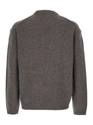 Maison Kitsun&eacute; Logo-Embroidered Wool Sweater - Gray