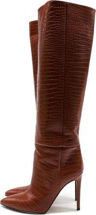 PARIS TEXAS Stiletto 60 Crocodile-effect Leather Knee-high Boots Size 37.5