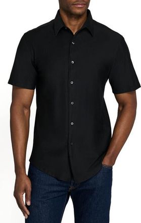 Brooklyn Brigade Solid Mapleton Luxe Cross Dyed Short Sleeve Shirt in Black at Nordstrom, Size Xx-Large