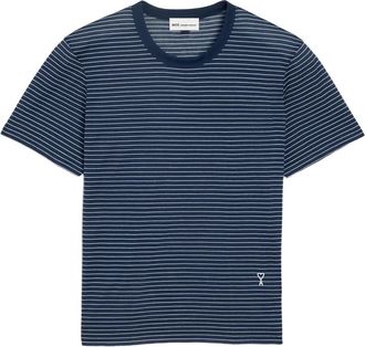 Ami Camiseta de Algod&oacute;n a Rayas - Tops - Mujer - Azul - S
