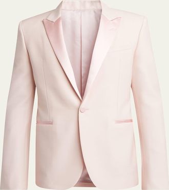 Alexander McQueen Mens Wool-Mohair and Satin Peak Lapel Tuxedo Jacket