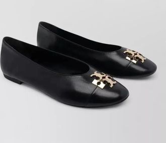 Tory Burch leather logo-plaque ballerina shoes