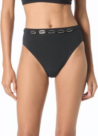 Michael Kors Oval Link Crepe Solids High Waist Bottom in Black at Nordstrom, Size X-Small