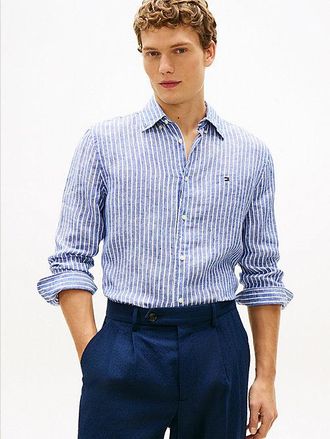 Tommy Hilfiger Regular Fit Bengal Stripe Pure Linen Shirt