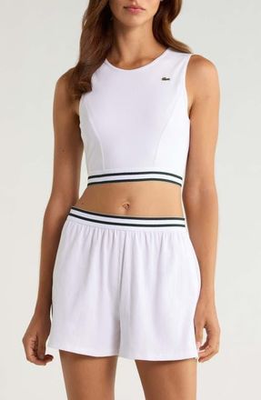 Lacoste Ribbed Cotton Blend Tank in Blanc at Nordstrom, Size Xx-Large