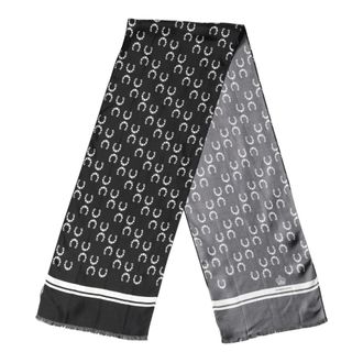 Dolce & Gabbana Silky Scarves, male, Black, Size: ONE SIZE Horseshoe Silk Neck Foulard