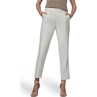 DKNY Linen Blend Straight Leg Ankle Pants in Cream at Nordstrom, Size 16