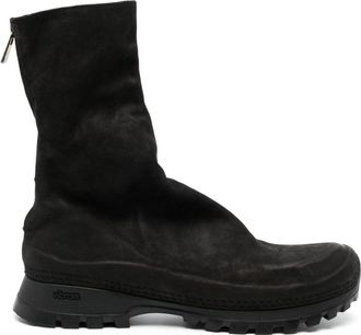 Yohji Yamamoto round-toe leather boots - men - Calf Leather/Rubber/Calf Leather - 43 - Black