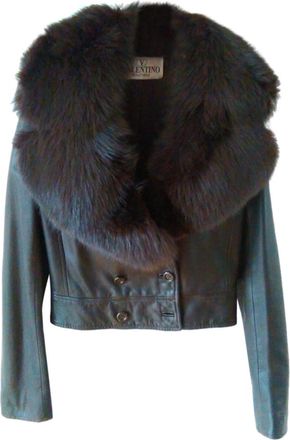Valentino Garavani Valentino Vintage Leather Jacket with Fox Fur Collar