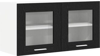vidaXL Hanging Cabinet with Door Black Oak and White 80 x 31 x 40 cm vidaXL