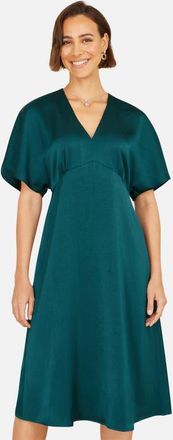 Yumi Satin Midi Dress in Green at Nordstrom, Size 10