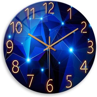 OEM Reloj De Pared Azul De 30 Cm A Pilas, Moderno Reloj De Pared De Cristal Sin Tictac Para Sala De Estar