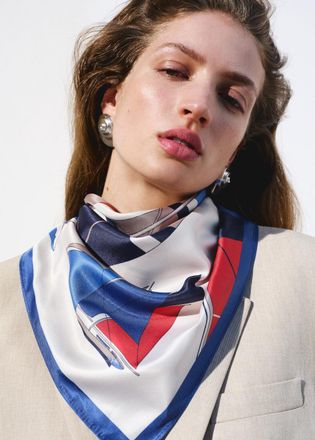 Mango Foulard stampato barche navy - Donna - Taglia unica - MANGO