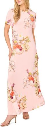 Ted Baker Theresa Floral T-Shirt Maxi Dress in Cloud Pink at Nordstrom, Size X-Small