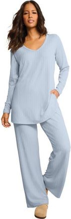Roaman's Brushed Rib Pant Set in Pearl Grey at Nordstrom, Size 24