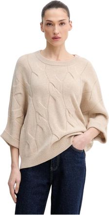 Benetton Truien & Vesten, Dames, Beige, M, Kasjmier, Diamant Trui van Pure Cashmere