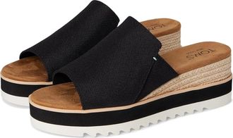 Toms Womens Toms Diana 10019736 Sandal Black Canvas Wedge Heel Mule GAL1036