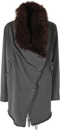 Bazar Deluxe Giaccone Gilet met Bont - Dames - Zomerjassen - Grijs - S - Jassen