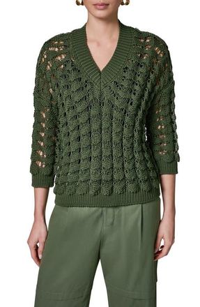 DKNY Relaxed Fit V-Neck Sweater in Verde at Nordstrom, Size X-Small