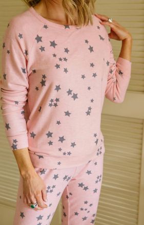 PJ Salvage Peachy Party Long Sleeve Tee In Blush