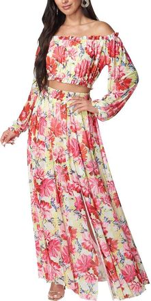 Bebe High Slit 2Pc Mesh Dress