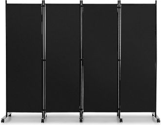 Costway Costway - Biombo Separador De 4 Paneles, Separador De Habitaciones Con Ruedas, Pantallas De Privacidad Rodantes De 170 Cm, Divisores De Partici&oacute;n Para
