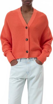 Closed Soft Knitted V-Neck Cardigan In Orange