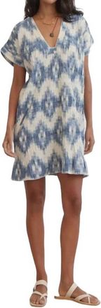 Boteh Neith Ikat Tunic Dress In Blue-White