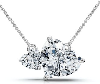 Pompeii3 1/2Ct Heart Cut Toi Et Moi Forever Us Pendant 14k Gold Lab Grown