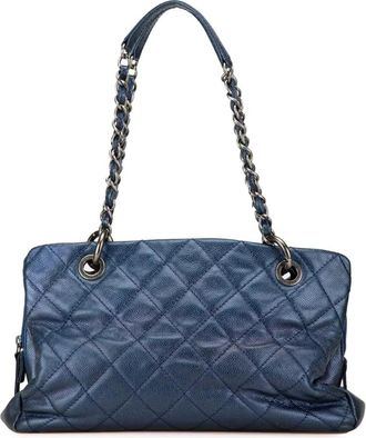 Chanel Borsa tote Chic Shopping in pelle Caviar iridescente 2012 - Blu