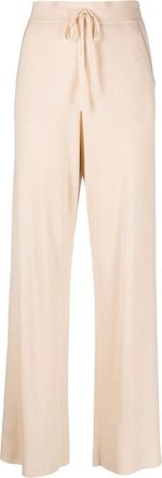 Max & Moi ribbed wide-leg trousers - women - Cashmere/Silk/Merino/Polyester - S - Neutrals