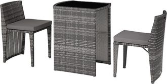 TecTake Conjunto de ratán y aluminio, gris