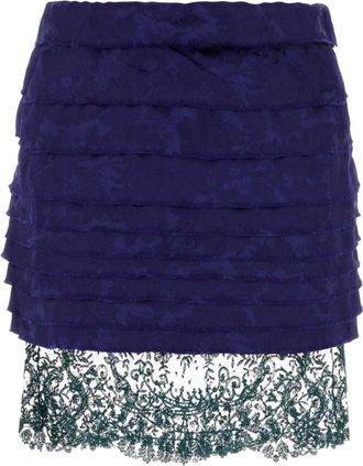 Saint Laurent Blue Jacquard Mini Skirt