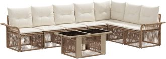 vidaXL Conjunto De Sof&aacute;s De Jard&iacute;n 8 Uds. Beige Y Blanco Crema Vidaxl