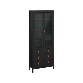 Dmora Vetrina Laurette, Credenza Espositiva, Vetrinetta Multiuso, Madia Da Soggiorno, 78x33 H199 Cm, Nero - Dmora