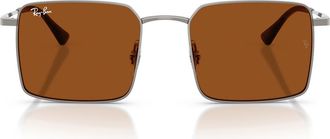 Ray-Ban 53mm Square Sunglasses in Gunmetal /Dark Brown at Nordstrom