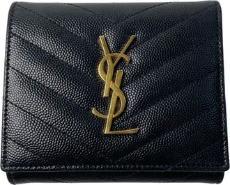 Saint Laurent Black Leather Wallet (Tri-Fold) (Pre-Owned)