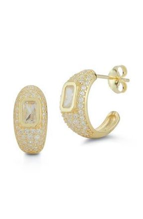 Glaze Jewelry Pav&eacute; Cubic Zirconia Hoop Earrings in Gold at Nordstrom Rack