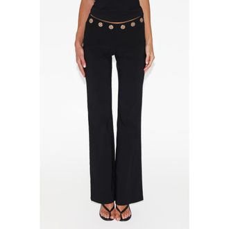 Tiger Mist Marren Low Rise Grommet Flare Pants in Black at Nordstrom, Size X-Small