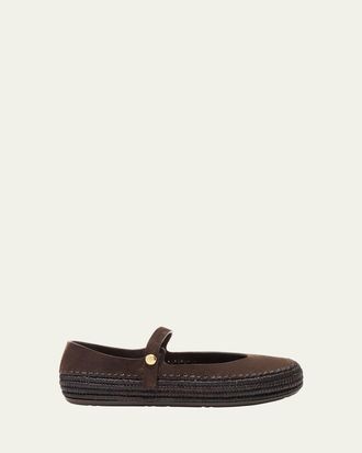 Loewe x Paulas Ibiza Rio Suede Mary Jane Espadrille Flats