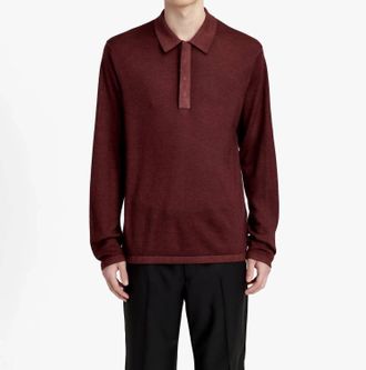 Tiger Of Sweden Tommy Rws Long Sleeve Polo In Acorn Brown
