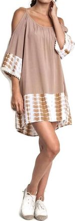 Greek Archaic Kori Tie Dye Cold Shoulder Tunic Dress In Taupe