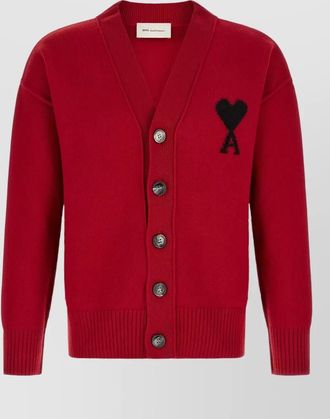 Ami wool v-neck ribbed cardigan