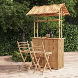 Berkfield Home 3 Piece Bar Set Bamboo in Brown