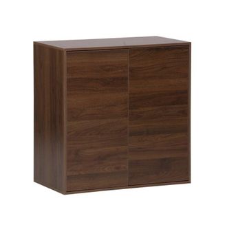 Sweeek Sweeek - Sideboard, walnut wood effect 2-door storage unit w 70 x d 35 x h 70 cm - Kompo