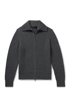 Nili Lotan Ribbed-Knit Zip-Up Cardigan