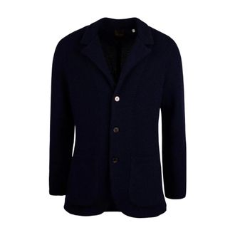 Stenstr&ouml;ms Blazers, male, Blue, Size: 2XL Knitted Textured Wool Blazer