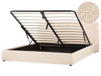 Beliani Estructura de cama de tejido beige 180x200